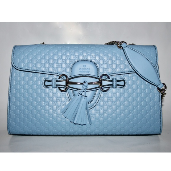 Gucci Guccissima Blue Emily Large Shoulder Bag